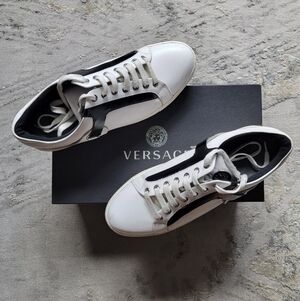 Versace Men's Black and White Sneakers